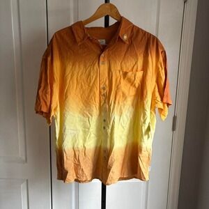 RVCA X Rose‎ Machado viscose orange button shirt